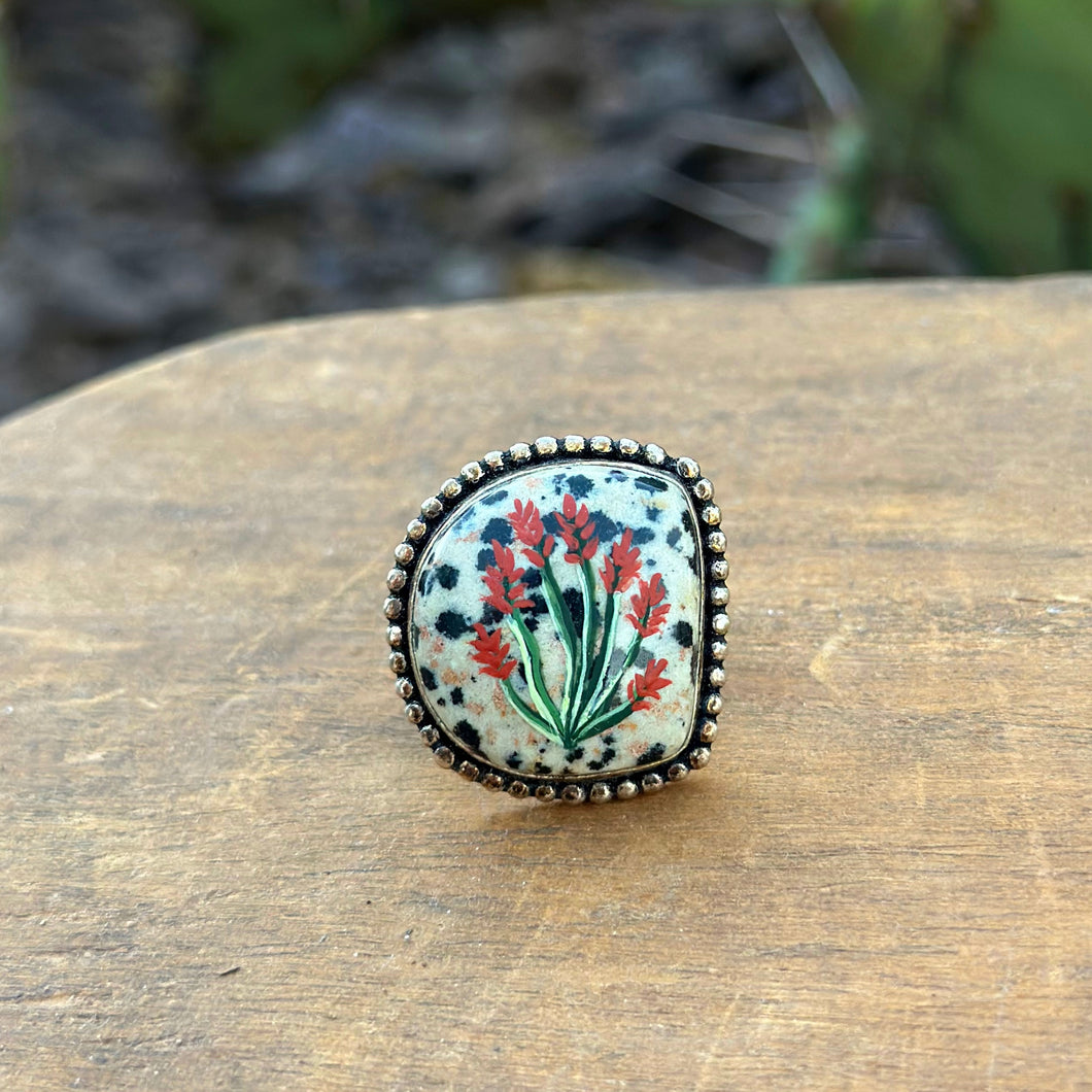 Ocotillo Adjustable Ring - dalmatian jasper