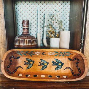 XL Hand Painted Wooden Tray 🤎