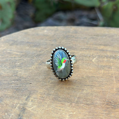 Hummingbird Adjustable Ring - labradorite