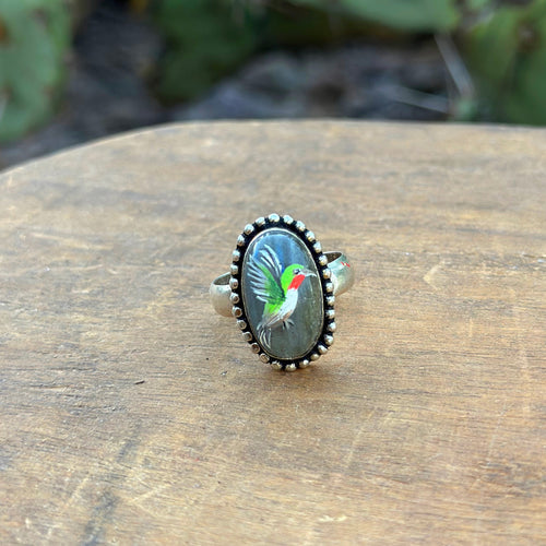 Hummingbird Adjustable Ring - labradorite
