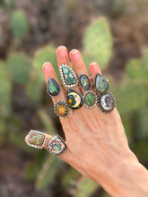 Load image into Gallery viewer, Cactus Adjustable Ring - moss agate