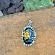 Load image into Gallery viewer, Celestial Moon and Sun Necklace Pendant - onyx