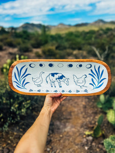 XL Hand Painted Wooden Farm Tray