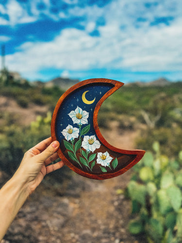 Hand Painted Datura Moon Tray