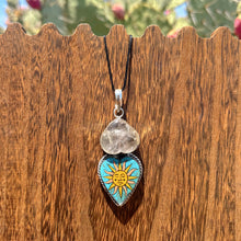 Load image into Gallery viewer, Celestial Sun Necklace Pendant - turquoise and quartz