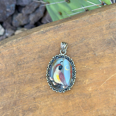 Quail Necklace Pendant - agate