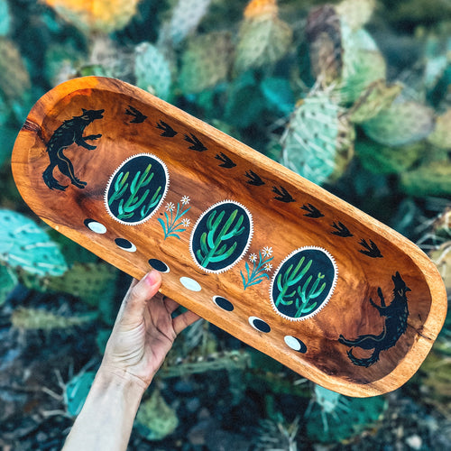 XL Hand Painted Wooden Tray 🌵