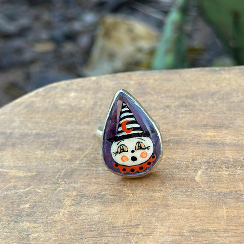 Vintage Ghost Adjustble Ring - amethyst