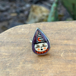 Vintage Ghost Adjustble Ring - amethyst