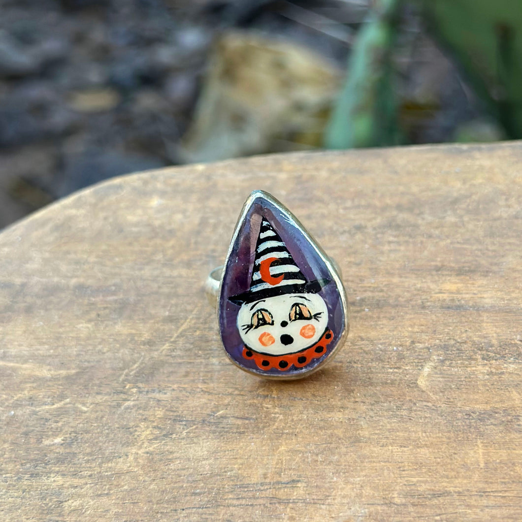 Vintage Ghost Adjustble Ring - amethyst