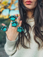 Load image into Gallery viewer, Adjustable Turquoise Paw Print Ring/Slide