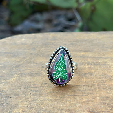 Botanical Adjustable Ring - amethyst