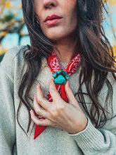 Load image into Gallery viewer, Adjustable Turquoise Paw Print Ring/Slide