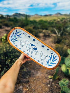 XL Hand Painted Wooden Farm Tray