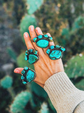Load image into Gallery viewer, Adjustable Turquoise Paw Print Ring/Slide