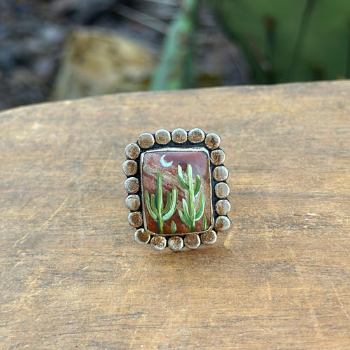 Cactus Adjustable Ring - jasper