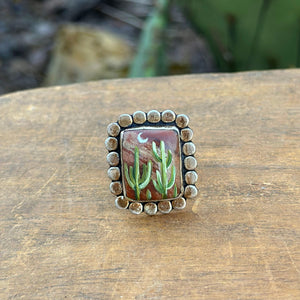 Cactus Adjustable Ring - jasper